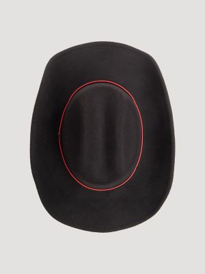 Men's Red Edge Trim Faux Wool Cowboy Hat