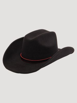 Men's Red Edge Trim Faux Wool Cowboy Hat
