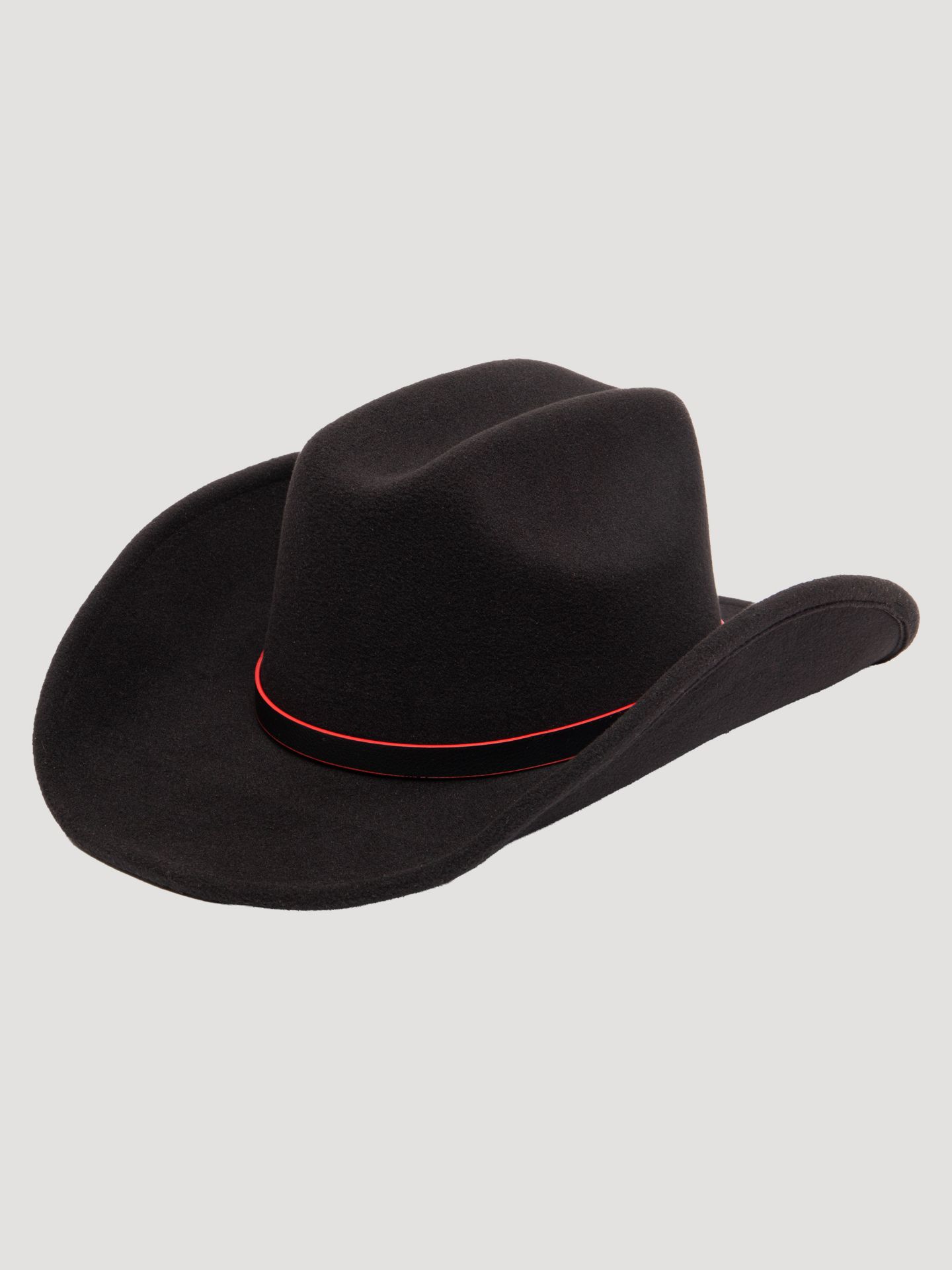Мужской головной убор Wrangler Red Edge Trim Faux Wool Cowboy Hat, цвет: Чёрный — фото 1