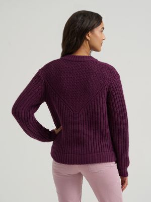 Women's Chunky Knit Cardigan in Potent Purple
