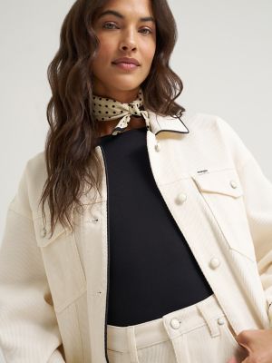 Women's Twill Piped Cowgirl Jacket in Egret