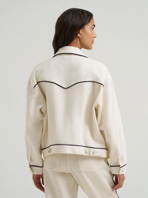 Women's Twill Piped Cowgirl Jacket in Egret