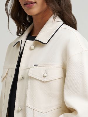 Women's Twill Piped Cowgirl Jacket in Egret
