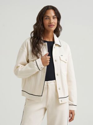 Women's Twill Piped Cowgirl Jacket in Egret