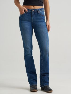 Women's Mid Rise Bootcut Jean in Blue Abyss