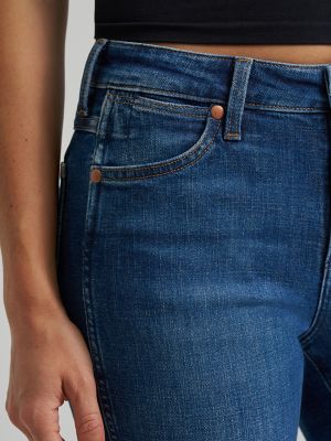 Women's Mid Rise Bootcut Jean in Blue Abyss