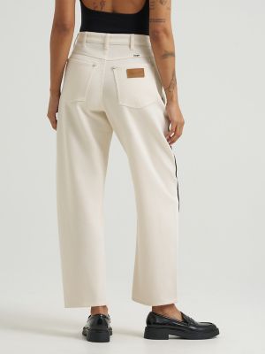 Women's Twill Piped Barrel Jean in Egret alternative view 2