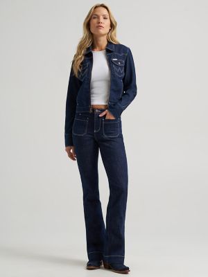 Women's Patch Pocket Rainbow Flare Jean in Dark Orbit alternative view 2