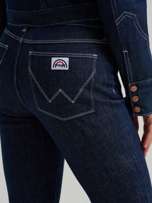 Women's Patch Pocket Rainbow Flare Jean in Dark Orbit alternative view 7