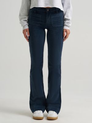 Women's Patch Pocket Velour Jean in Dark Sapphire