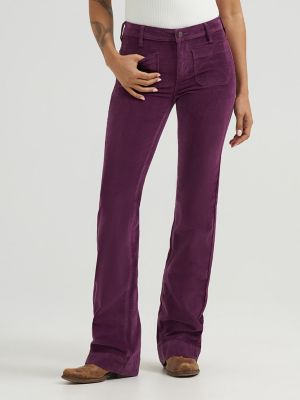 Women's Patch Pocket Velour Jean in Potent Purple