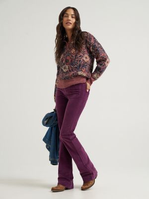 Women's Patch Pocket Velour Jean in Potent Purple