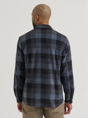 Men's Fleece Button Down Shirt in Phantom Black