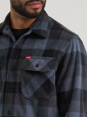 Men's Fleece Button Down Shirt in Phantom Black