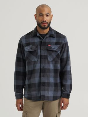 Men's Fleece Button Down Shirt in Phantom Black