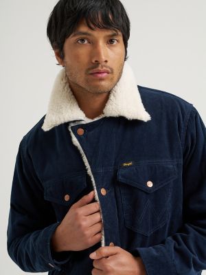 Men's Sherpa Lined Range Corduroy Jacket in Dark Sapphire