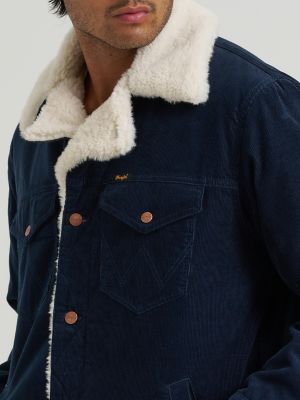 Men's Sherpa Lined Range Corduroy Jacket in Dark Sapphire