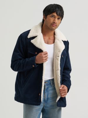 Men's Sherpa Lined Range Corduroy Jacket in Dark Sapphire