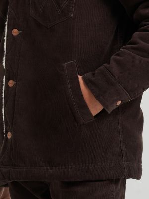 Men's Sherpa Lined Range Corduroy Jacket in Chocolate Torte