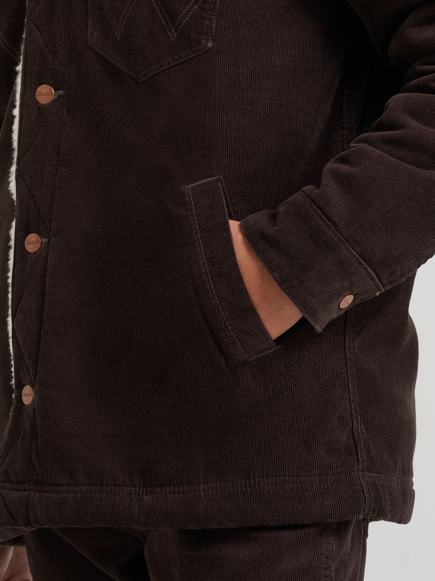 Мужская куртка Wrangler Sherpa Lined Range Corduroy, цвет: Шоколадный — фото 7
