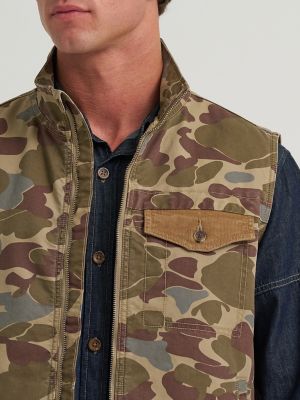 Men's Sherpa Lined Vest in Camo Petrified Oak