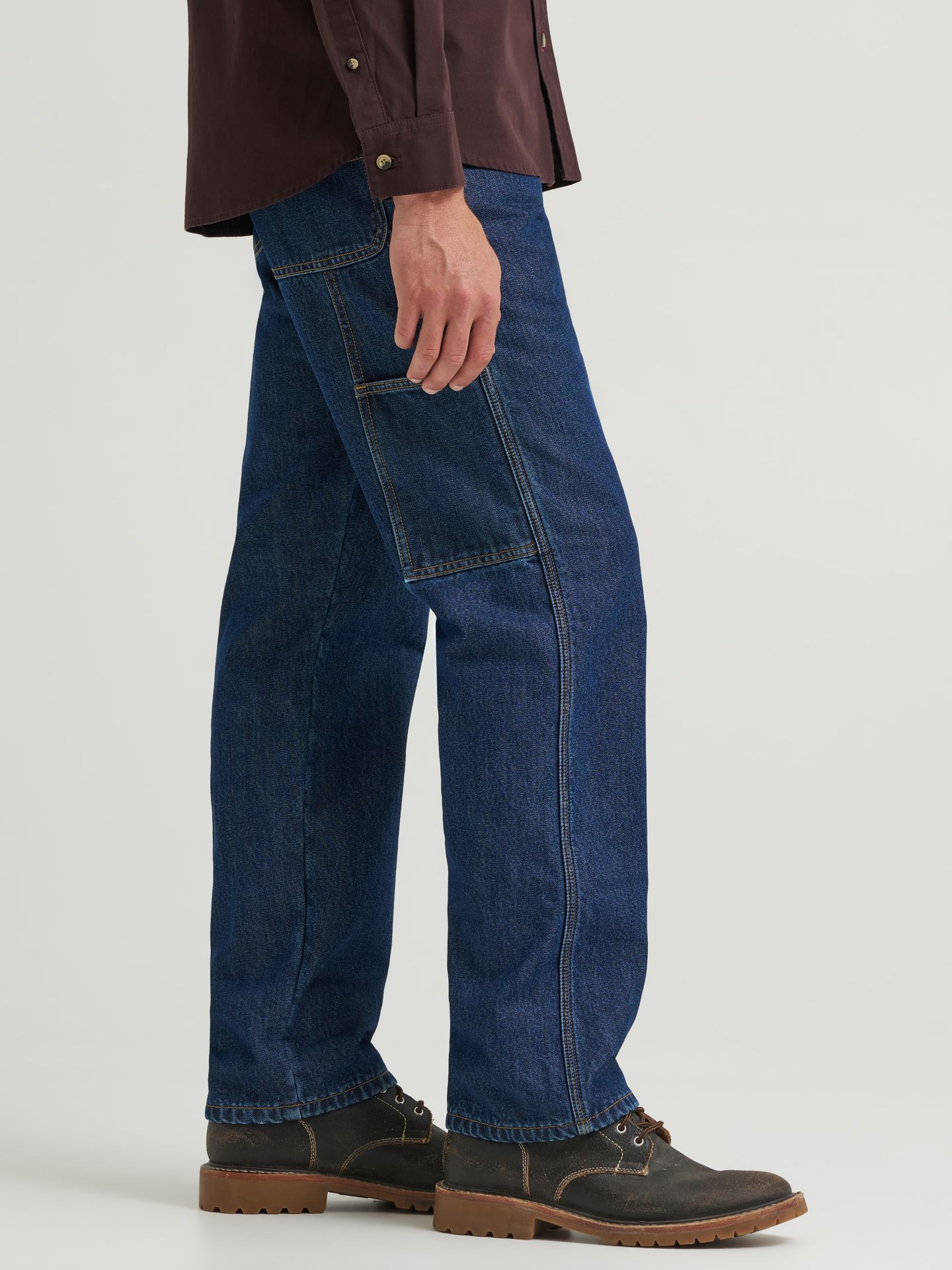Мужские джинсы Wrangler Fleece Lined Carpenter, цвет: Серо-бежевый — фото 5