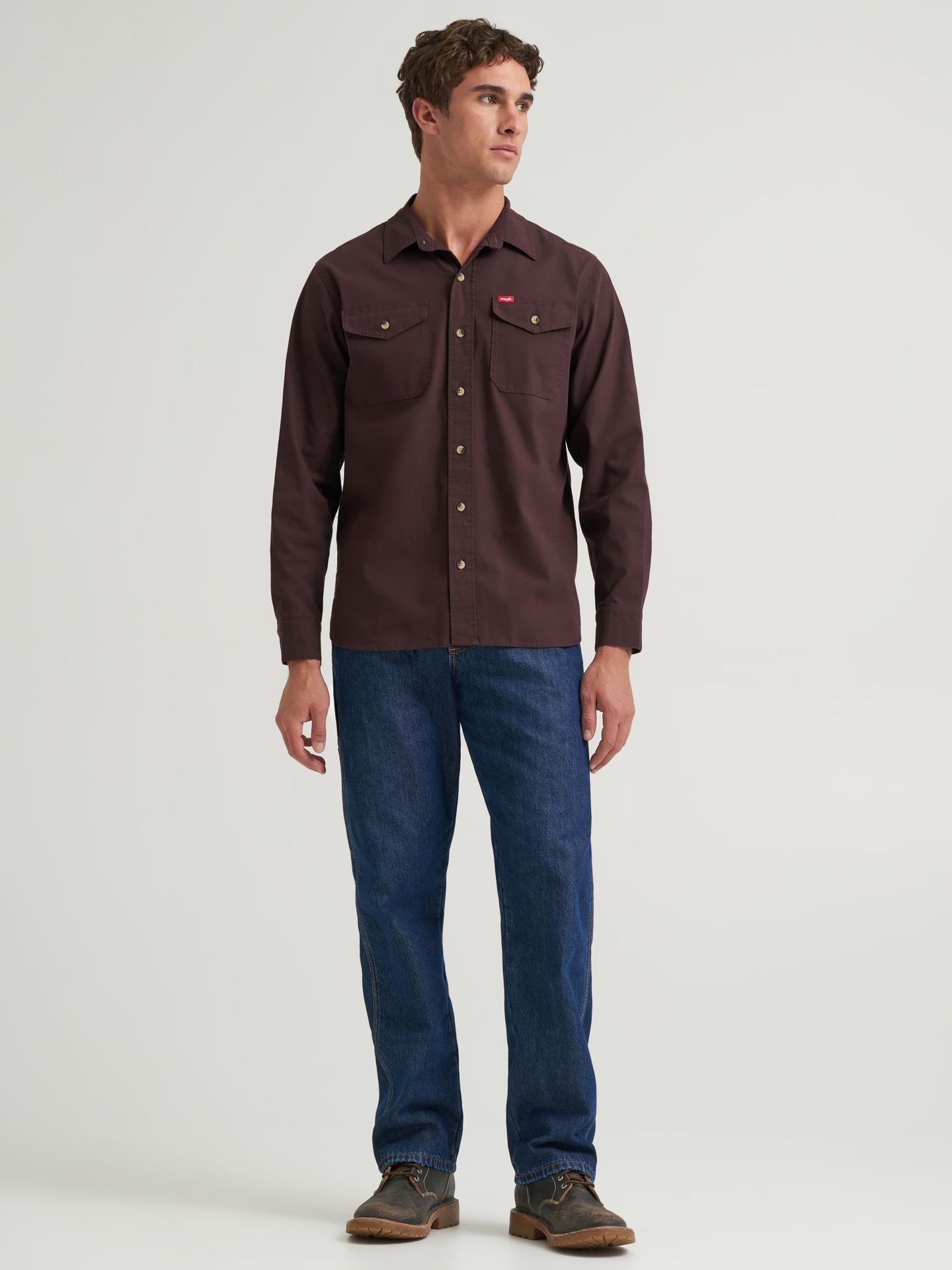Мужские джинсы Wrangler Fleece Lined Carpenter, цвет: Серо-бежевый — фото 1