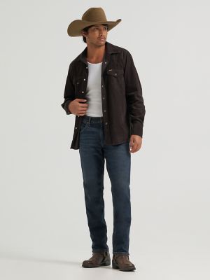 Men's Corduroy Snap Front Western Shirt in Chocolate Torte