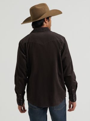 Men's Corduroy Snap Front Western Shirt in Chocolate Torte