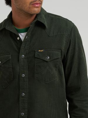 Men's Corduroy Snap Front Western Shirt in Rosin
