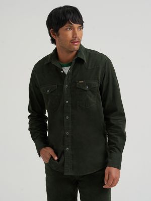 Men's Corduroy Snap Front Western Shirt in Rosin
