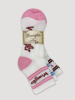 Womens Wrangler Stripe Quarter Socks 3 Pack:Pink Assorted:One Size alternative view