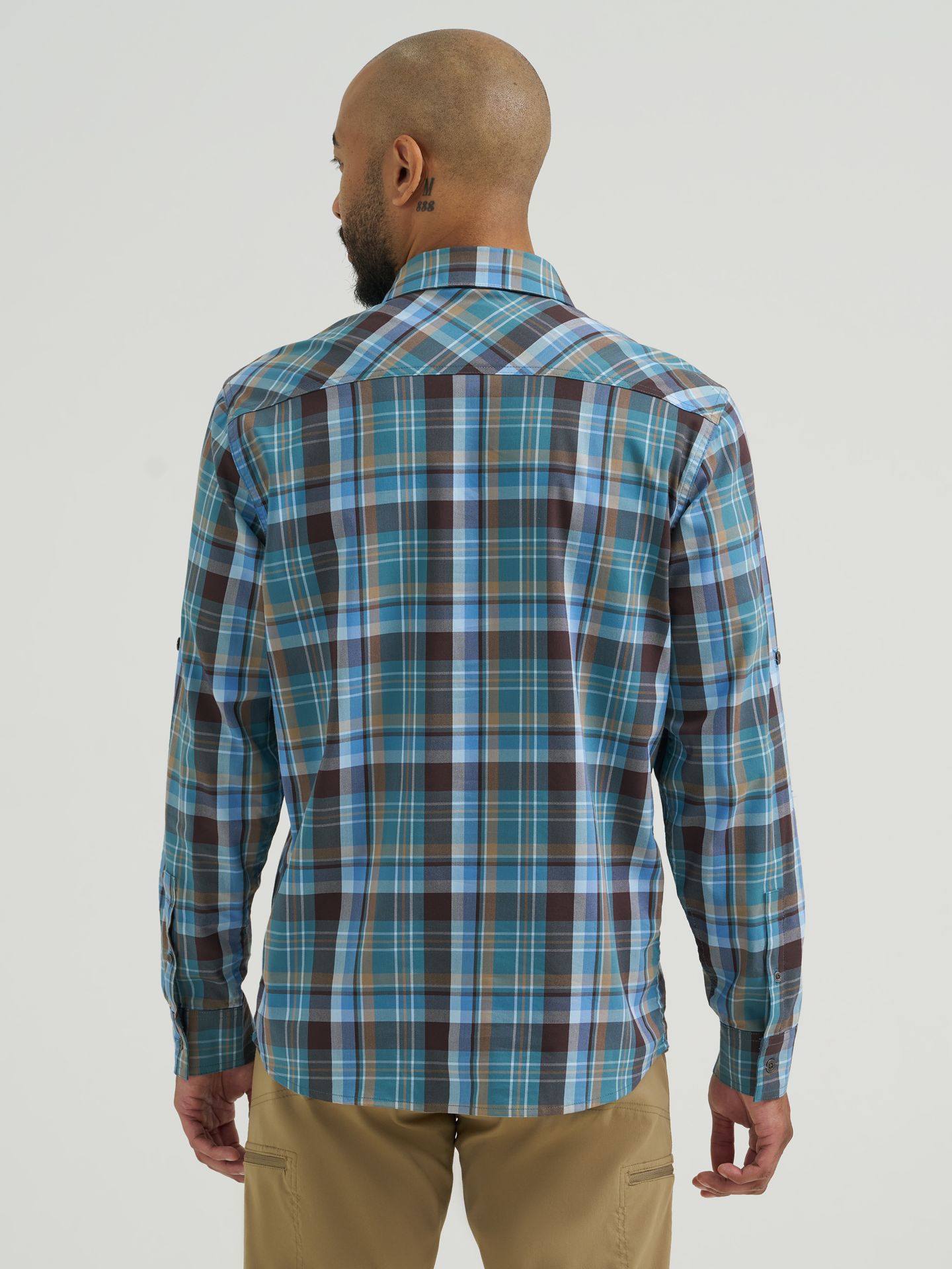 Мужская рубашка Wrangler Outdoor Hydro Plaid, цвет: Синий — фото 3