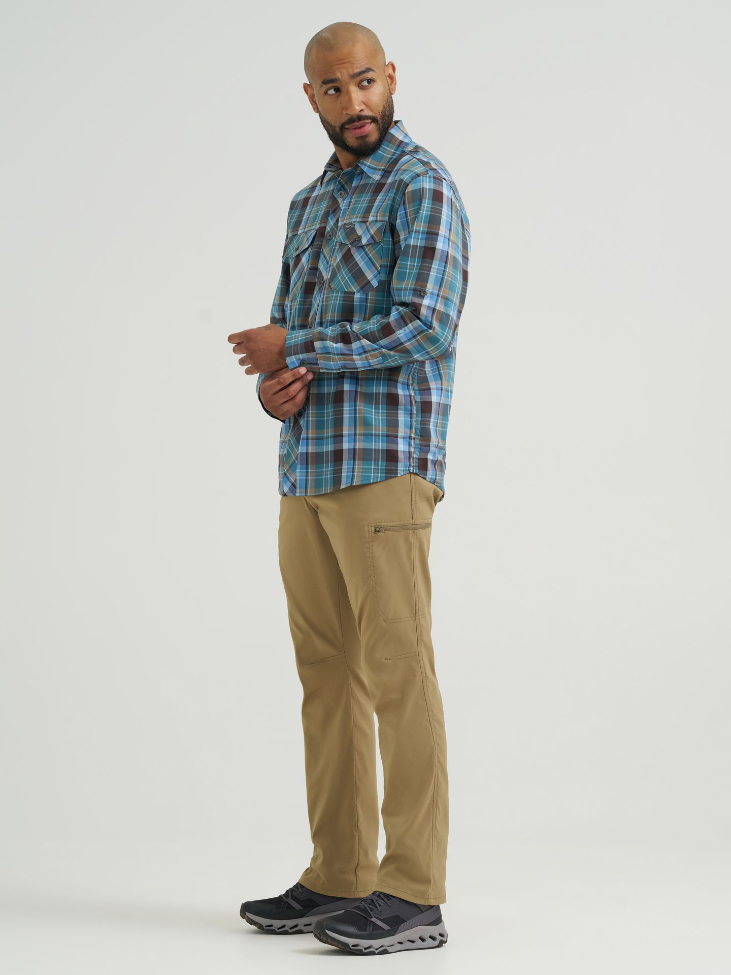 Мужская рубашка Wrangler Outdoor Hydro Plaid, цвет: Синий — фото 4