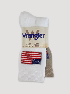 Mens Flag Micro Crew Socks 2 Pack:White/Khaki:L alternative view