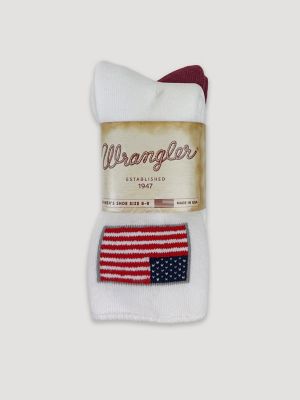 Womens Flag Roll Top Micro Crew Socks 2 Pack:White/Red:One Size alternative view