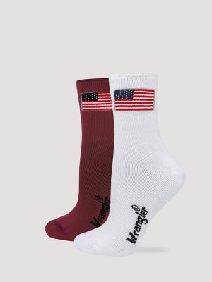 Women's Flag Roll Top Micro Crew Socks (2-Pack) from Wrangler - $19.99