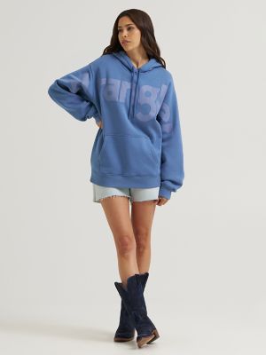 Women&rsquo;s Wrangler Wide Open Spaces Logo Hoodie in Hazy Blue