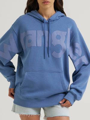 Women&rsquo;s Wrangler Wide Open Spaces Logo Hoodie in Hazy Blue