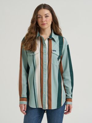 Women's Wrangler Brushpopper Boyfriend Western Snap Shirt