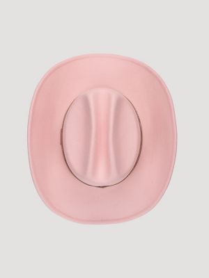 Women's Floral Trim Faux Wool Cowboy Hat in pink