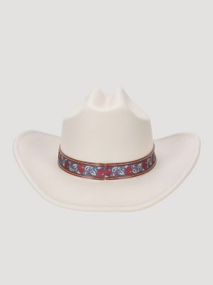 Women's Floral Trim Faux Wool Cowboy Hat