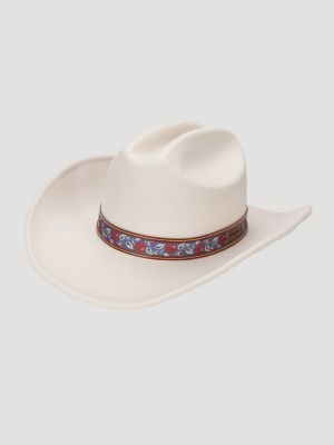 Women's Floral Trim Faux Wool Cowboy Hat
