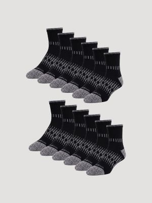 Wrangler RIGGS Workwear Tough Flex Quarter Sock 6 Pack:Black:One Size main view