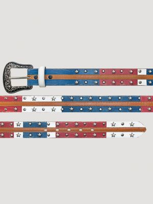 Women's Americana Leather Belt in White alternative view