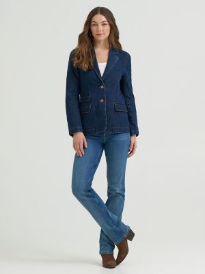 Women&rsquo;s 70s-Inspired Denim Blazer in Amber