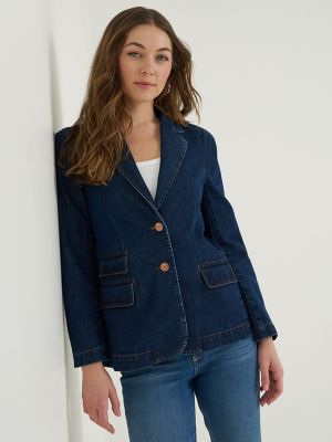 Women&rsquo;s 70s-Inspired Denim Blazer in Amber
