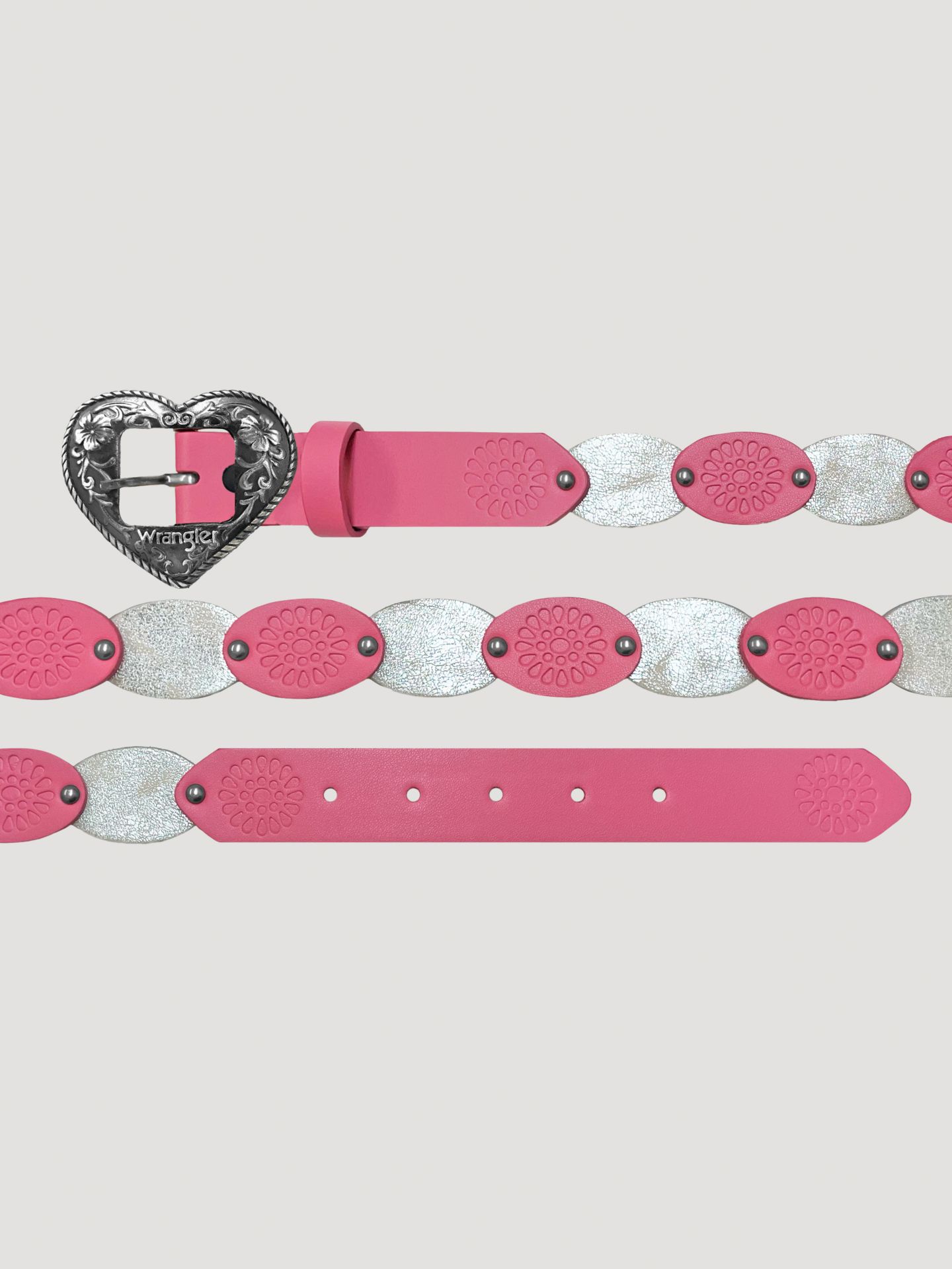 Ремень Wrangler Heart Buckle Leather Belt для девочек, цвет: Розовый / Белый — фото 2