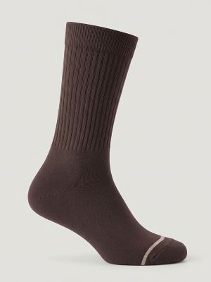 Men's Retro Patterned Crew Socks in Brown Southwest