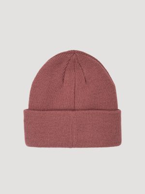 Women's Wrangler Embossed Logo Cuffed Beanie in Berry